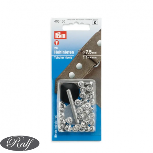 Butoni rapizi, riveti, 3-4mm, 7.5mm, argintii, 20 buc - Prym 403150